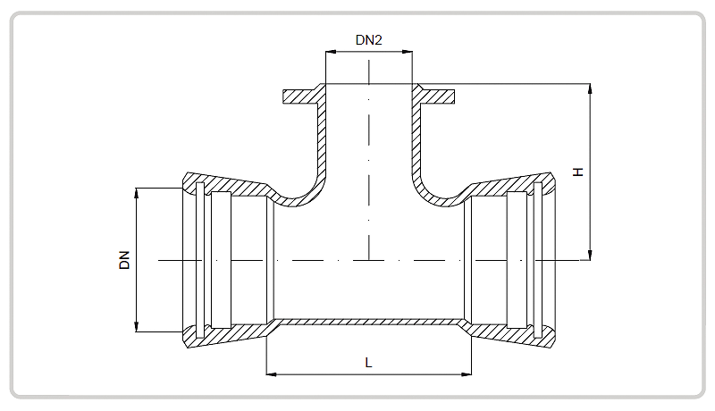 Тройник раструбный с фланцевым отводом T.i.S. 060026 - схема