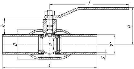 Кран шаровый приварной стандартнопроходной LD КШЦП универсальный - схема, спецификация