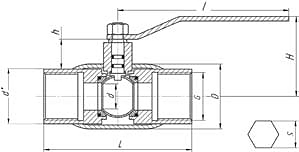 Кран шаровый муфтовый полнопроходной LD КШЦМ универсальный - схема, спецификация
